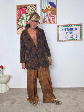 SUSY STAR - Giacca donna jacquard marrone  elegante, originale e senza tempo ST8047OLOK/ DENIM SUSY STAR 