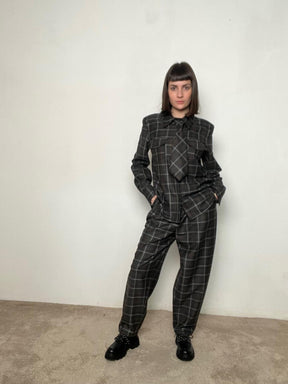 SOUVENIR_ camicia check con cravatta S38M1431/ MORO SOUVENIR 