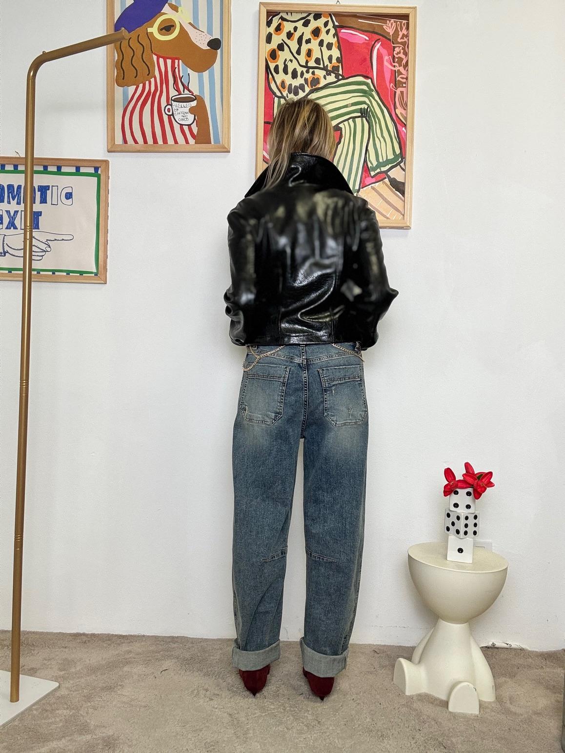 SUSY MIX - GIACCA ECOPELLE NERA EFFETTO VINILE  Attitude da vendere! PP234T317/ NERO SUSY MIX 