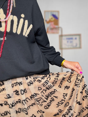 FEMALE - Gonna in tulle beige con scritte nere all over A7358/ BEIGE FEMALE 