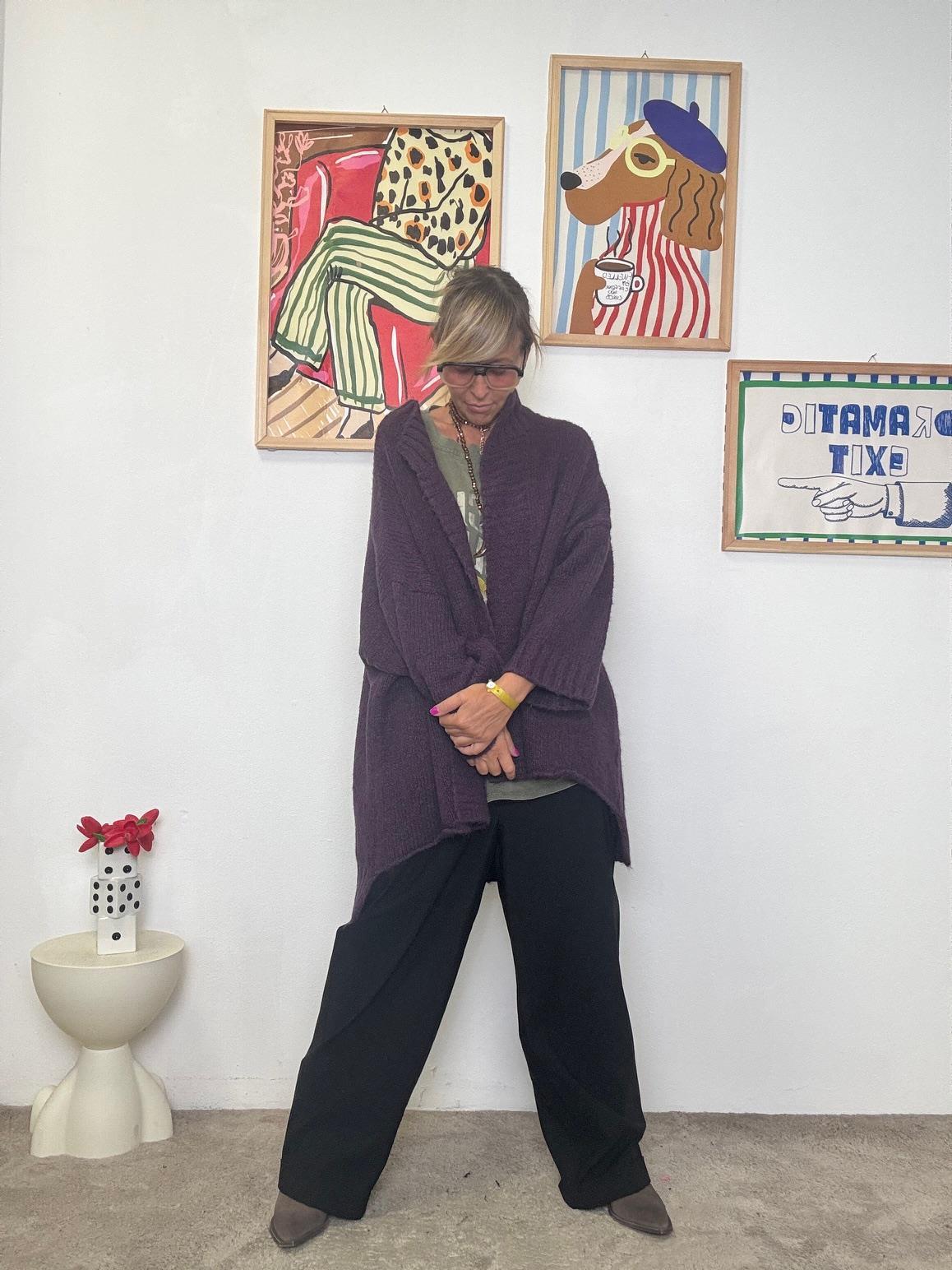 SUSY STAR - Cardigan donna viola oversize  morbido, trendy e super versatile VIOLA ST572002/ VIOLA SUSY STAR 