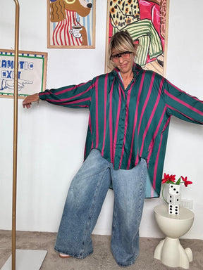 FEMALE - Camicia Oversize a Righe  Stile Urban con un Tocco Creativo BORDEAUX 19095YRZS-1/ BORDEAUX FEMALE 