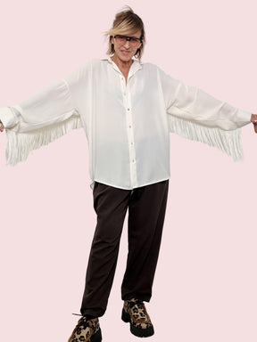 SUSY STAR - Camicia Fringe Flow  scenografica, fluida e super divertente STS7315/ LATTE SUSY STAR 