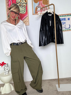 HAVE ONE - Camicia bianca in viscosa  Eleganza fluida e raffinata CWG-P009/ BURRO HAVE ONE 