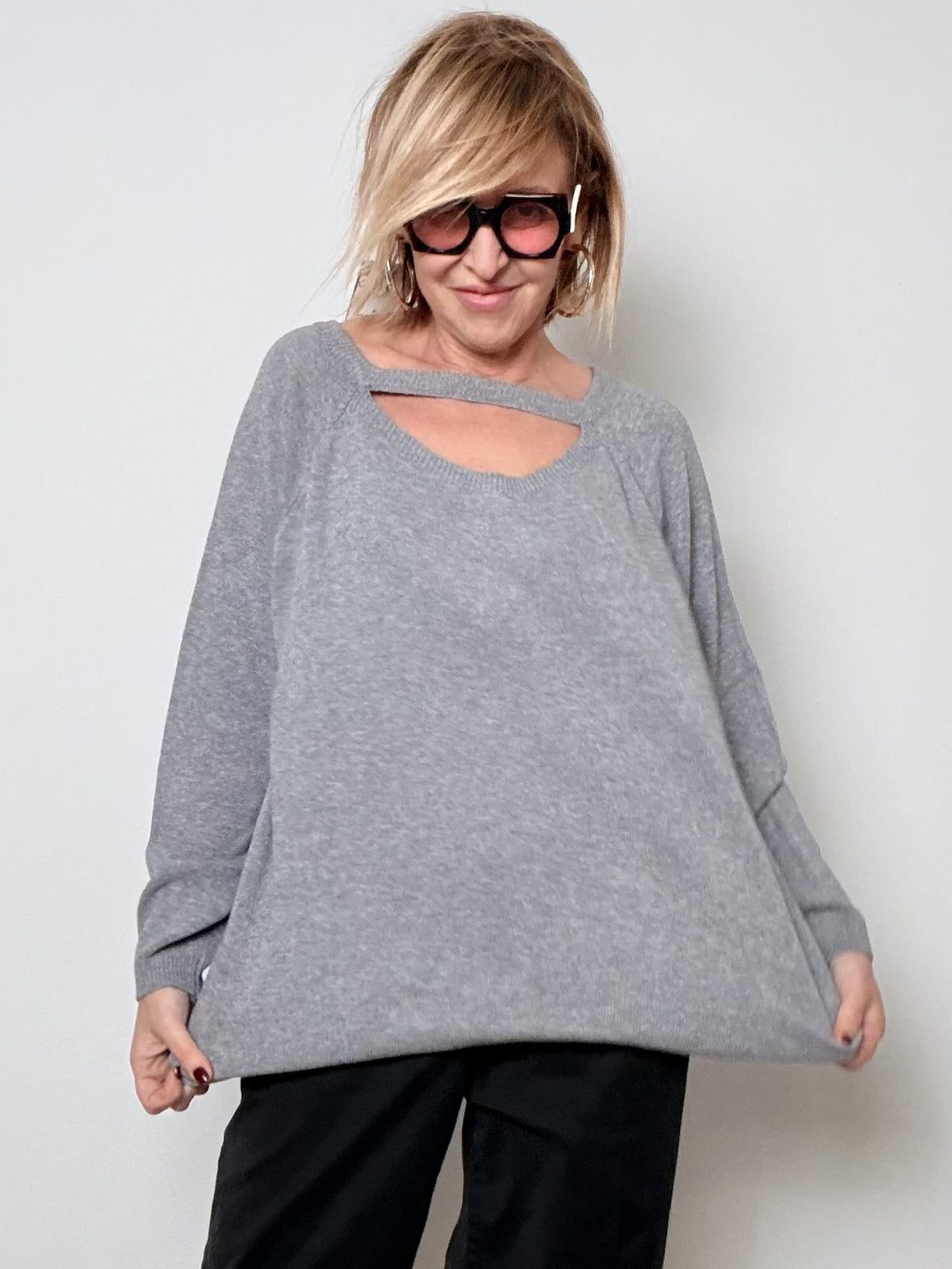 SUSY STAR -Maglia Cut-Out Glam grigio STM92040/ GRIGIO SUSY STAR 