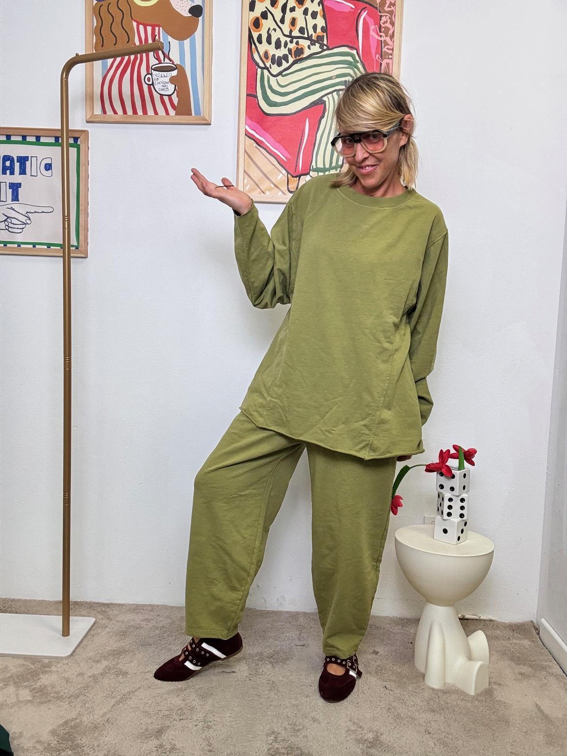 SUSY STAR - Completo Relax in felpa  Chic, Comodo e Pronto allUso VERDE OLIVA ST50147/ VERDE OLIVA SUSY STAR 