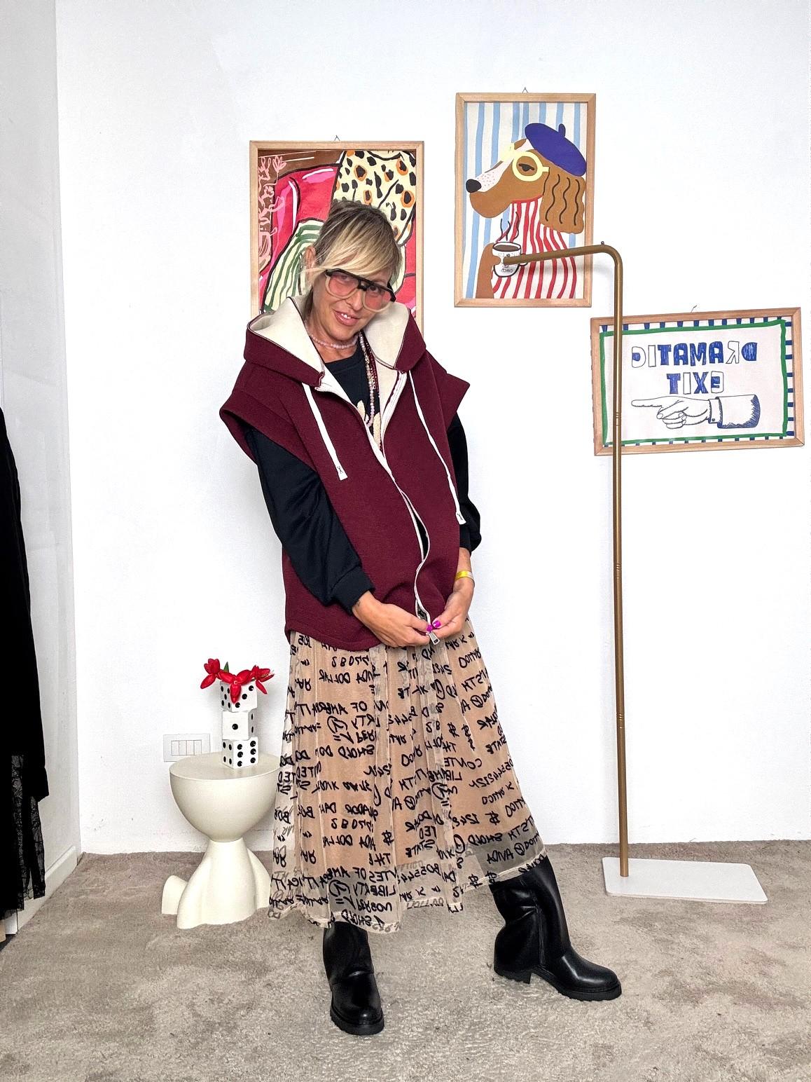 FEMALE - Gilet in neoprene bordeaux con interno a contrasto HP7618-2/ VINO FEMALE 