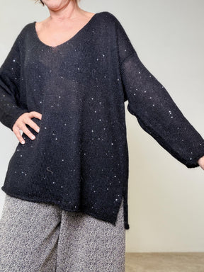 DEJA VU - Maglia Sparkle Soft  leggera, luminosa e super femminile A25VC411/ NERO DEJA VU 