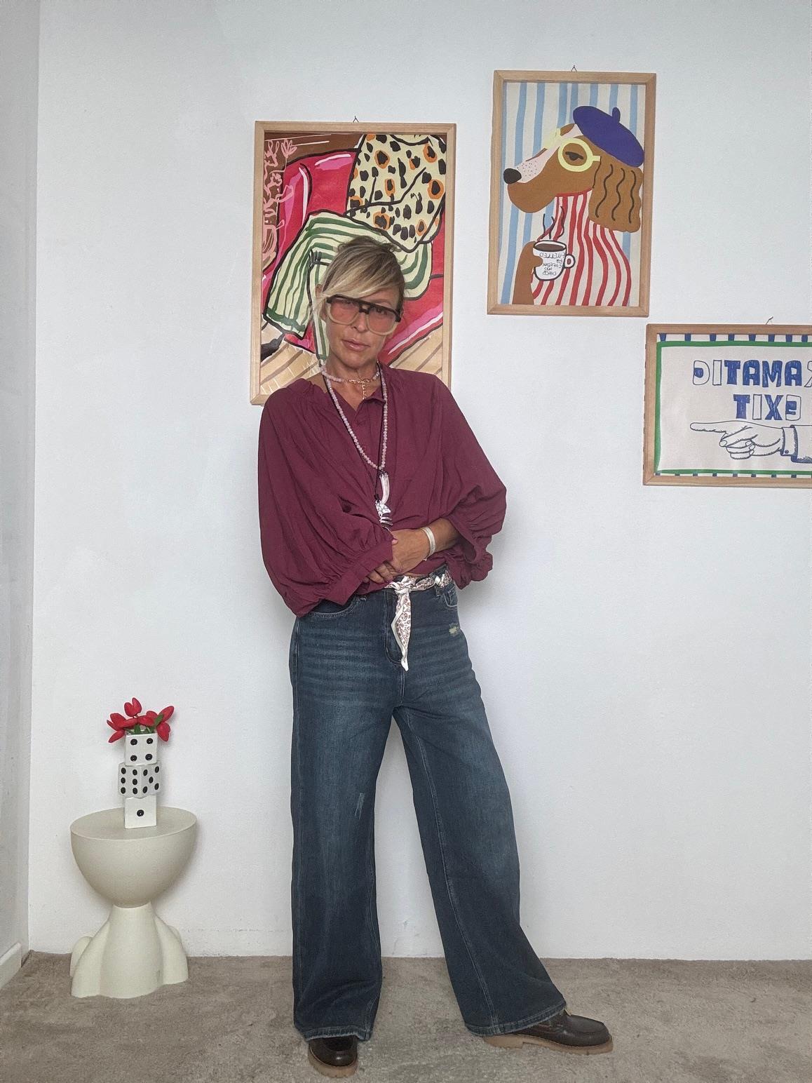 FEMALE -.Jeans a gamba larga con cintura-bandana: stile casual e creativo WY127/ JEANS FEMALE 