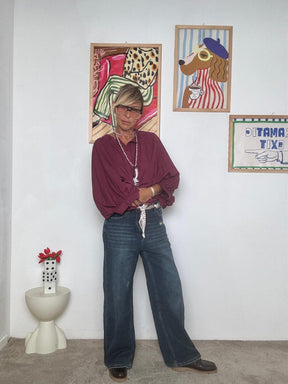 FEMALE -.Jeans a gamba larga con cintura-bandana: stile casual e creativo WY127/ JEANS FEMALE 