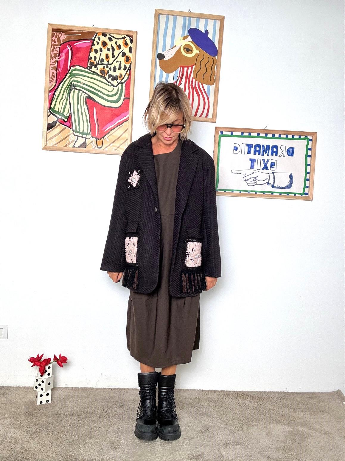 SUSY STAR - Giacca Cappottino Boho Chic STSS3085/ MORO SUSY STAR 