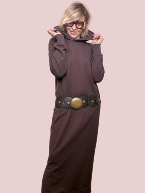 Abito felpa lungo super comfy e ultra chic M38F1611/ MORO SOUVENIR 