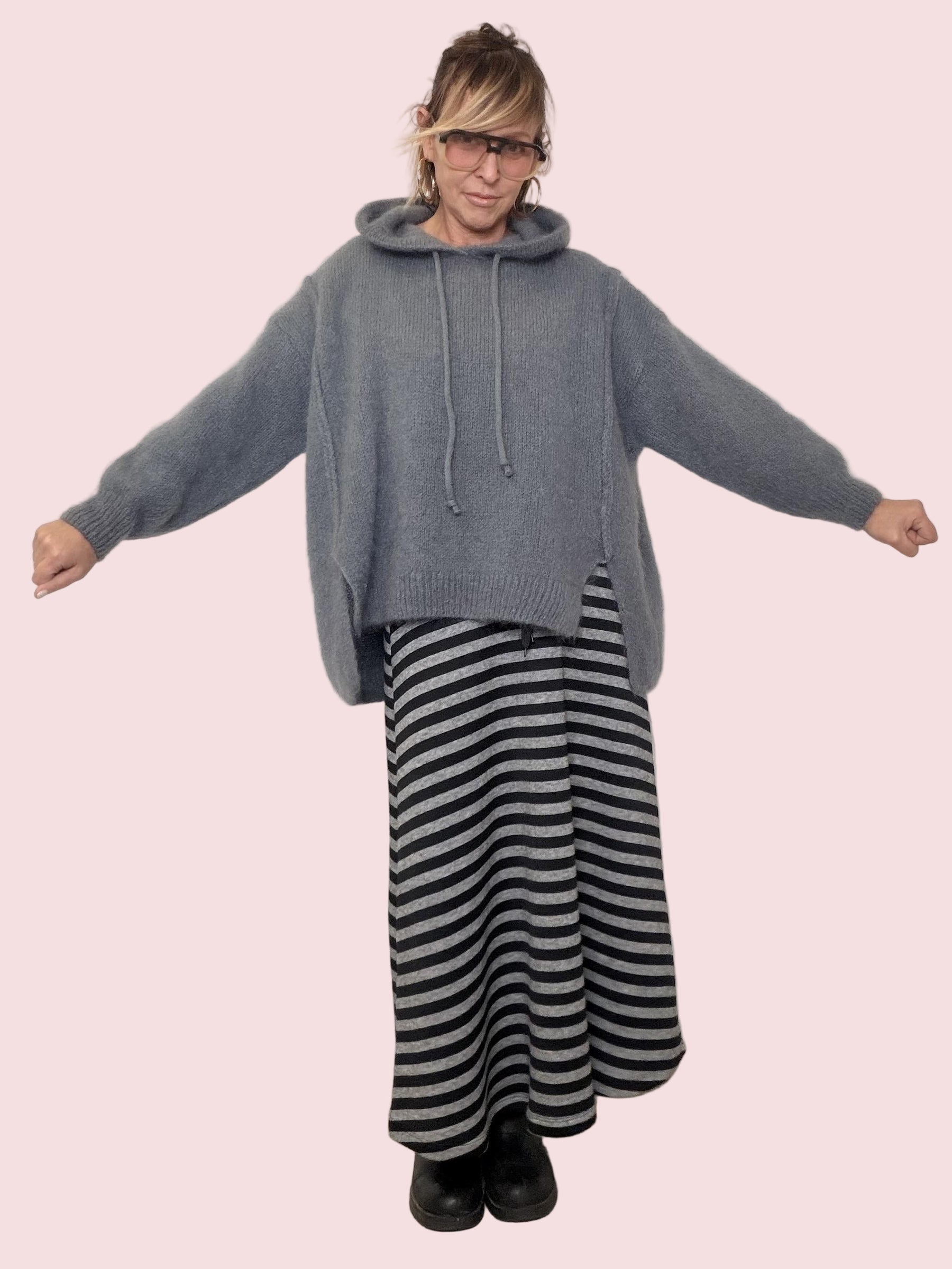 PHILIA LOFT - MAGLIA HOODIE MORBIDONA C01L1005/ CENERE PHILIA LOFT 