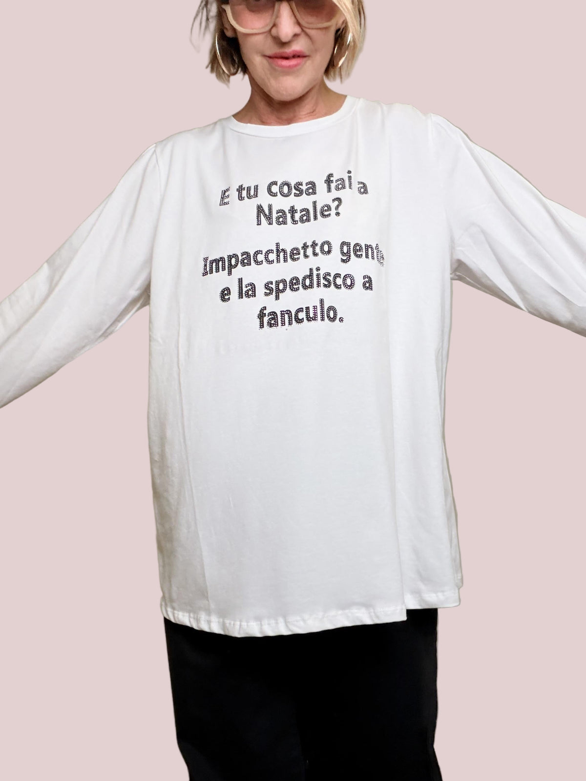 SUSY STAR - T-shirt Natalizia Ironica STL11/ BIANCO SUSY STAR 