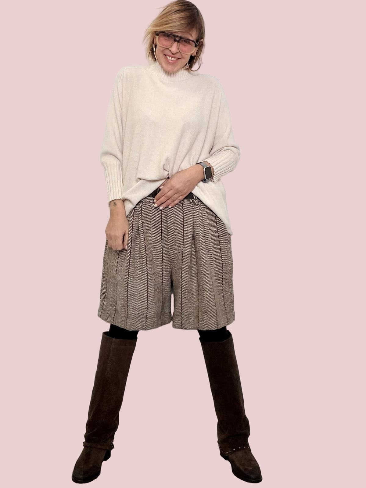 FEMALE  BERMUDA IN TESSUTO SPIGATO 37901NXT/ MORO FEMALE 