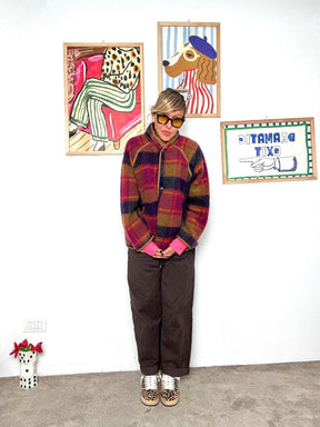 FEMALE - Giacca in fantasia check morbida e colorata G11889/ CAMMELLO FEMALE 