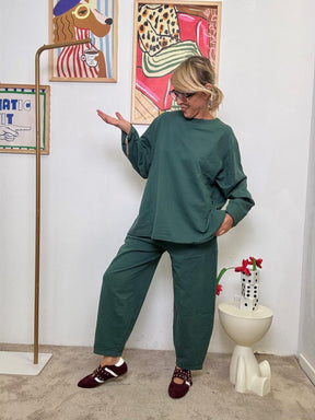 SUSY STAR - Completo Relax in felpa  Chic, Comodo e Pronto allUso VERDE BOTTIGLIA ST50147/ VERDE BOTTIGLIA SUSY STAR 