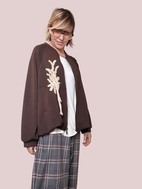 DEJA VU - Felpa Brown Chic Ricamata A25LU618/ MORO DEJA VU 