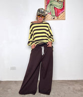 FEMALE - Pantalone in Felpa Ampio  La Libertà Ha Le Gambe Larghe R8195/ MORO FEMALE 