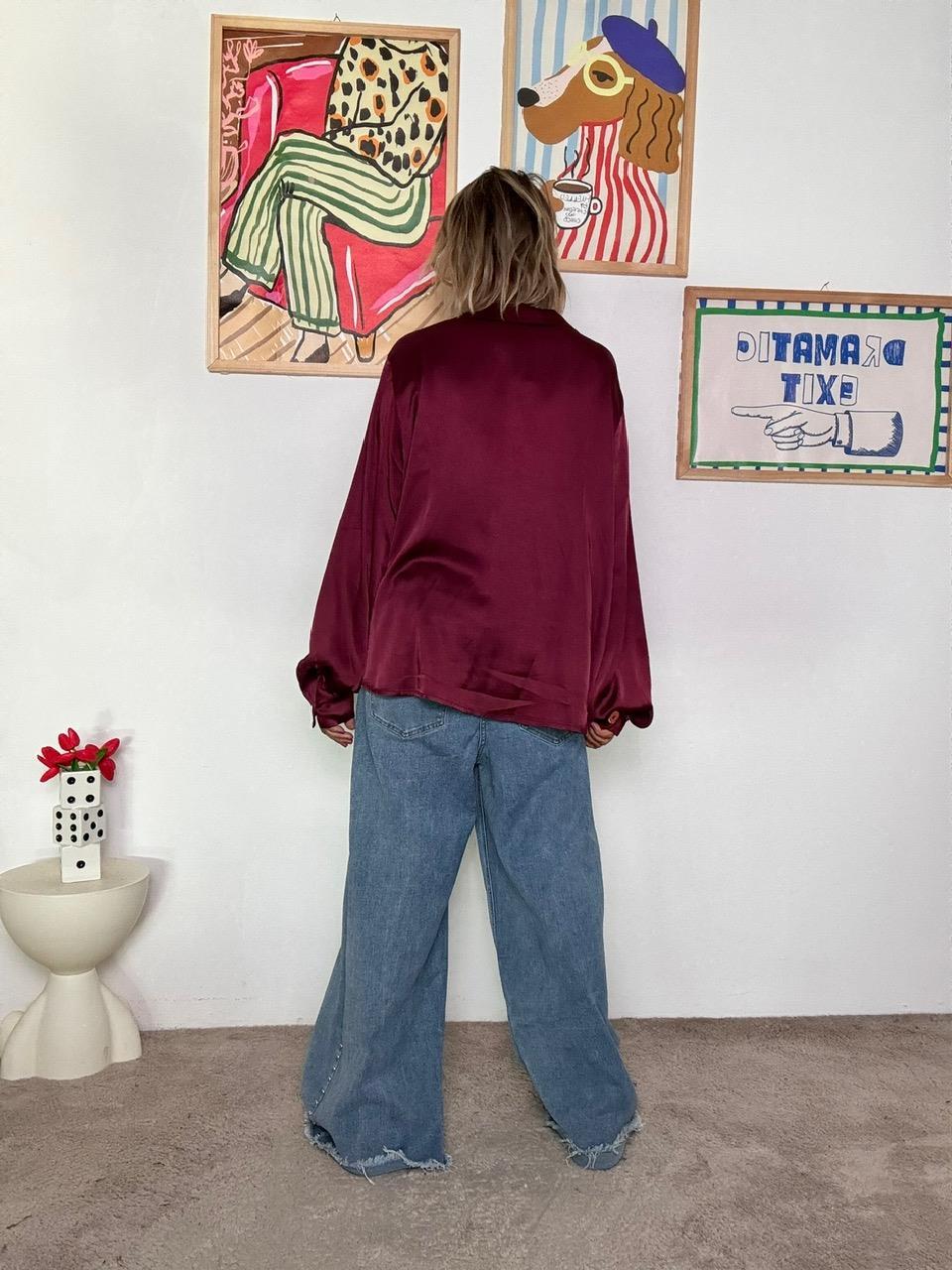 SUSY STAR - Camicia oversize lampone viscosa  Eleganza minimal STC273CU/ LAMPONE SUSY STAR 