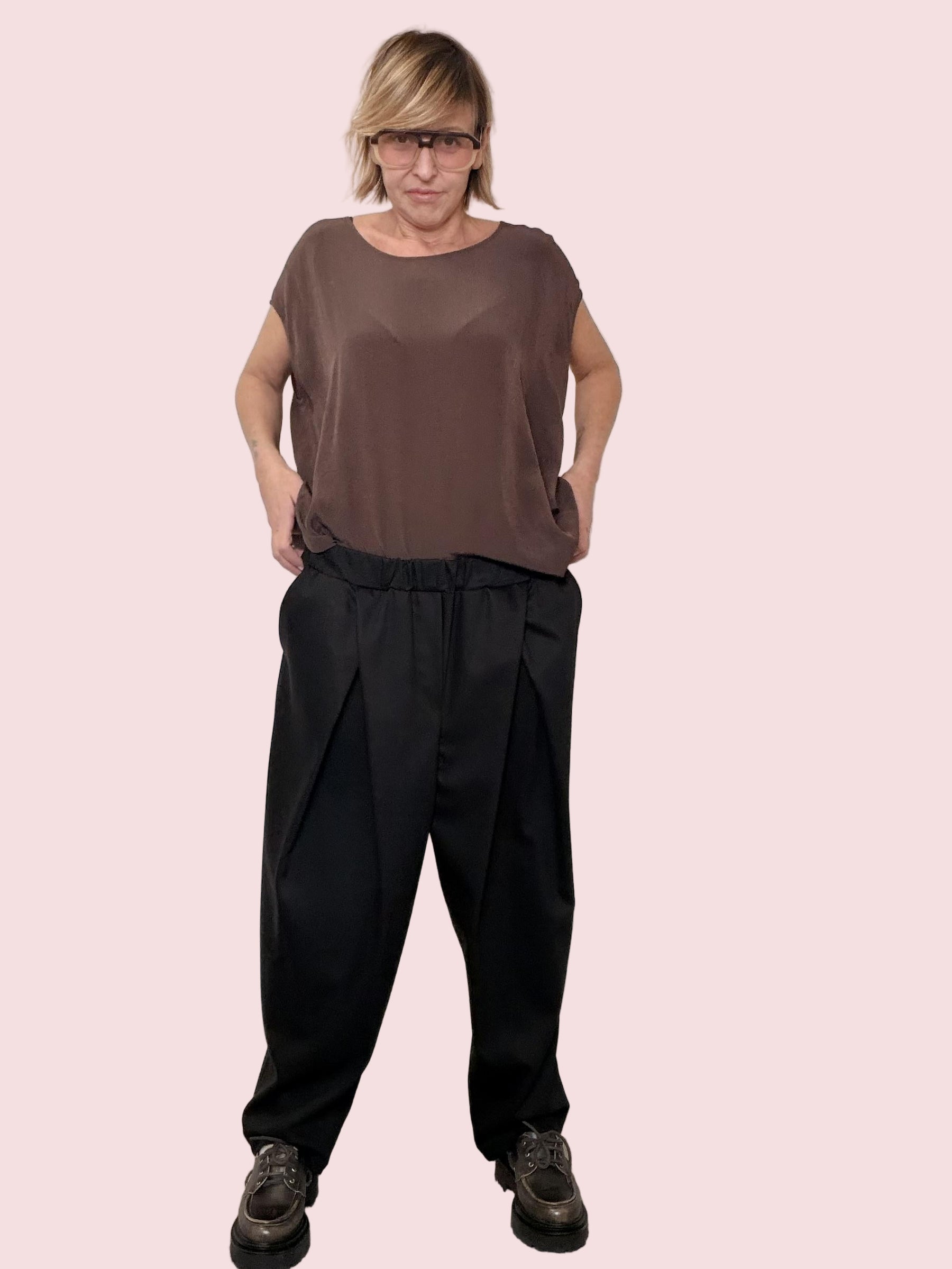 DEJA VU - Pantalone Balloon Comfort A25RH201/ NERO DEJA VU 