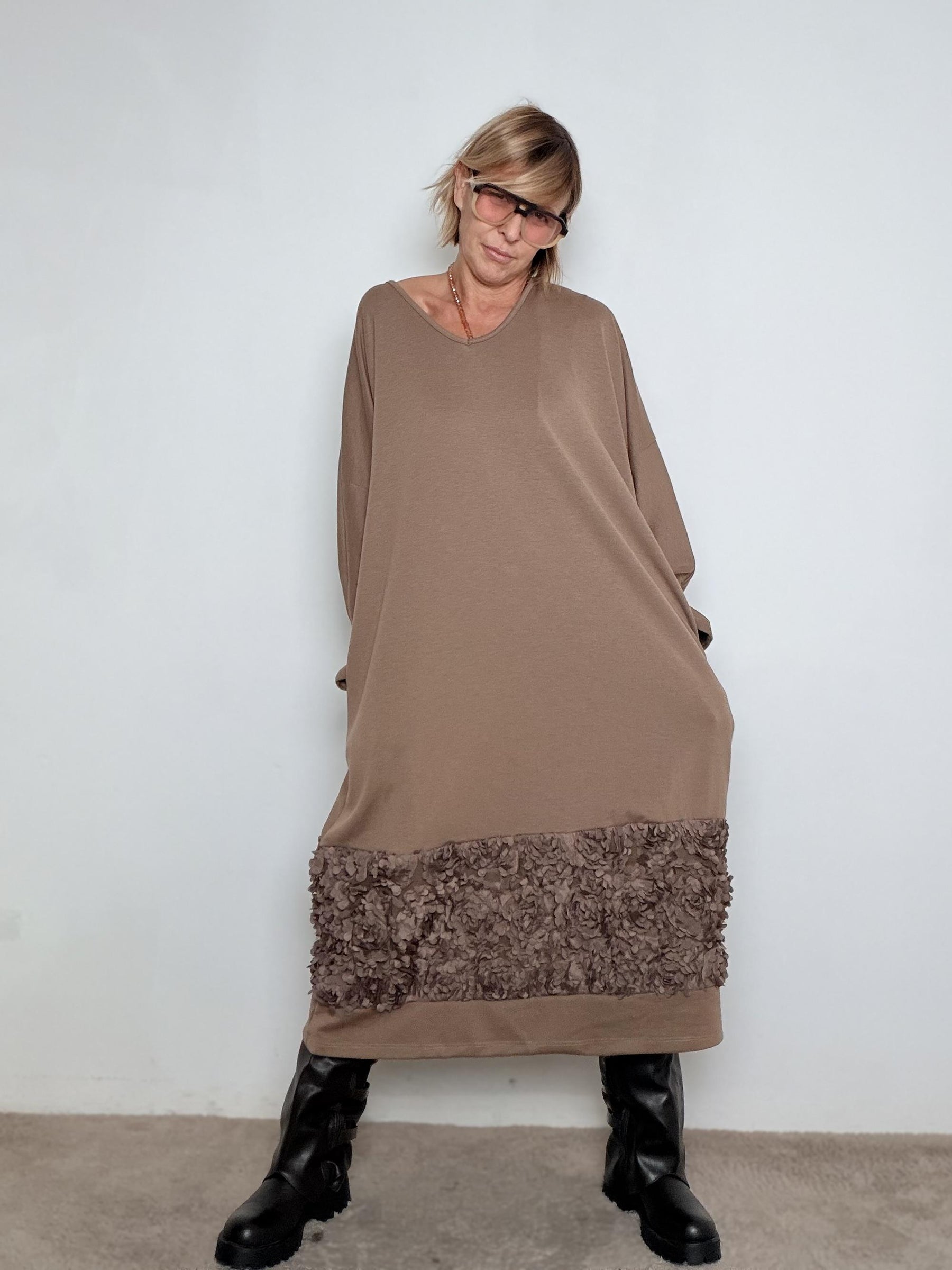 FEMALE - Abito Petal Bow NERO HP9276KQCLM/ TAUPE FEMALE 