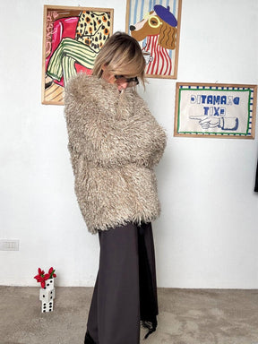 SOUVENIR - Ecopelliccia effetto riccio super cozy pietra G38P0940/ PIETRA SOUVENIR 