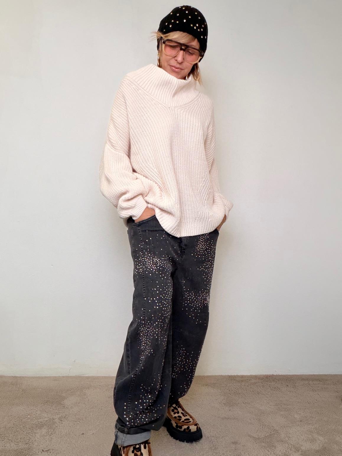 SUSY STAR - MAGLIA SOFT COLLAR CREMA 354704/ CREMA SUSY STAR 