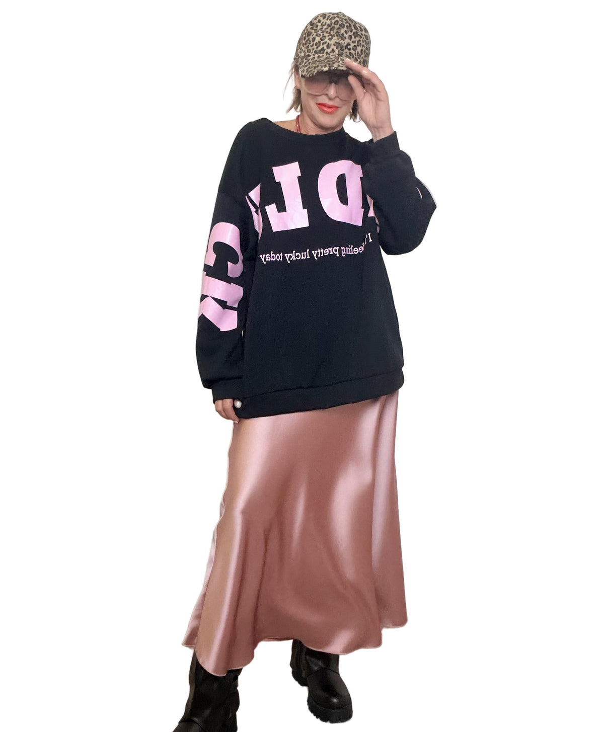 FEMALE - Felpa GOOD LUCK  Energia XXL tutto il giorno NERO KS-22659/ NERO FEMALE 