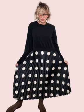 FEMALE - ABITO DOTTY  LALLEGRIA È UN CERCHIO PERFETTO H3688/ NERO POIS BIANCO FEMALE 