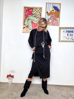 FEMALE - Abito nero donna in felpa  elegante e versatile A8816/ NERO FEMALE 