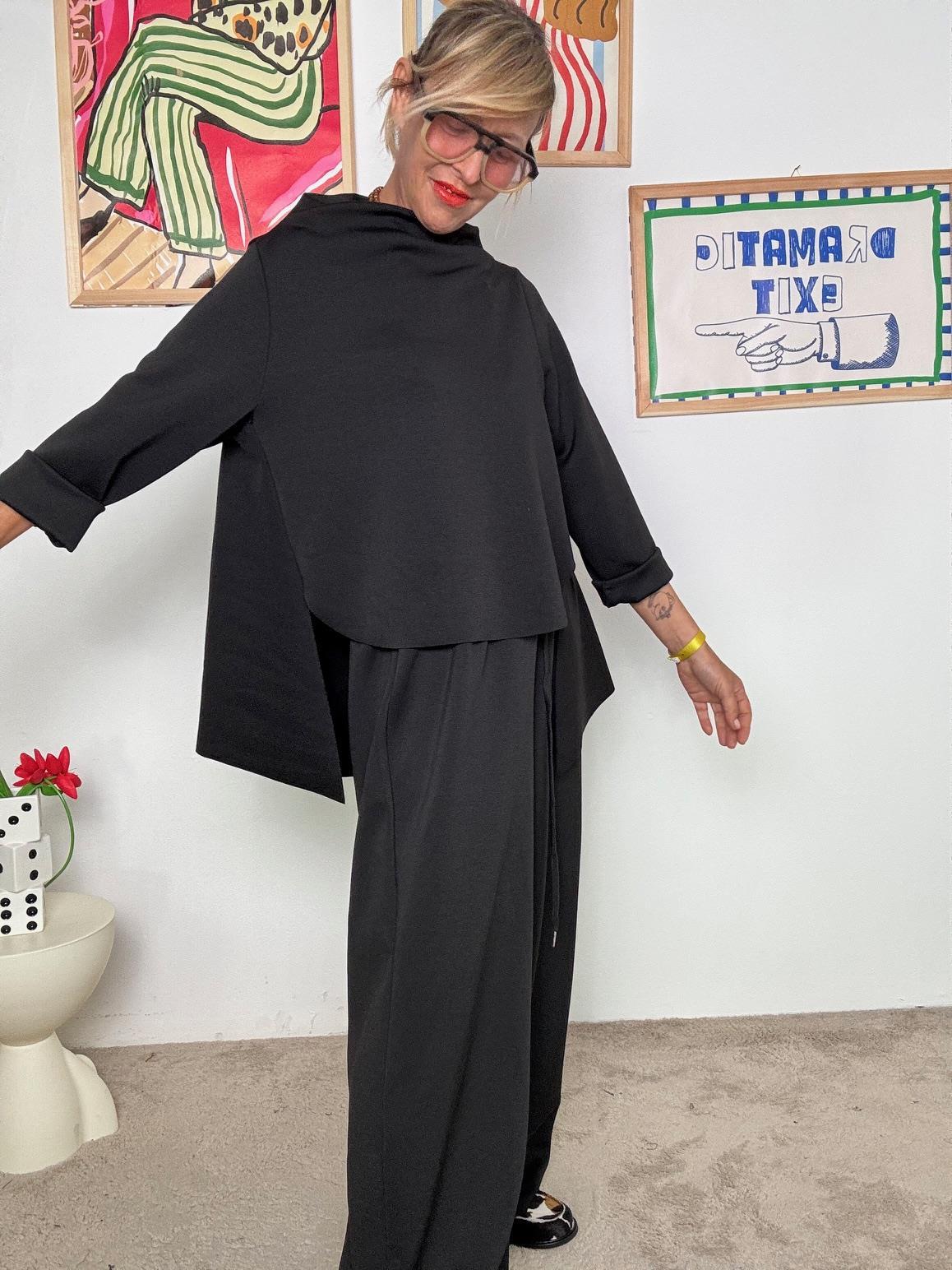 FEMALE - Maglia Asimmetrica punto milano  nero 33298KQC/ NERO FEMALE 