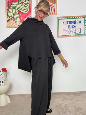 FEMALE - Maglia Asimmetrica punto milano  nero 33298KQC/ NERO FEMALE 