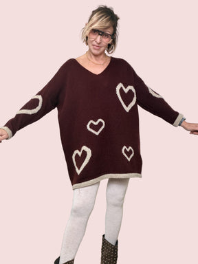 FEMALE - MAGLIA HEARTY OVERSIZE VINO KMACUOREV/ VINO FEMALE 