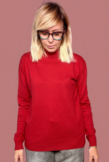 Lupetto a mezzo collo rosso
