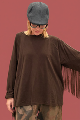 Maglia over con frange sul retro