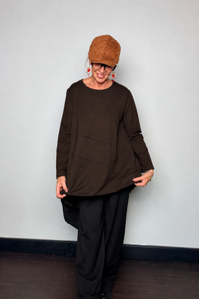 Maxi Felpa Asimmetrica Oversize Nera
