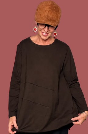 Maxi Felpa Asimmetrica Oversize Nera