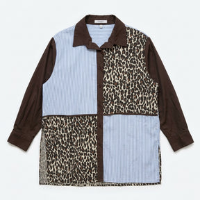 Long-sleeved patchwork shirt — Full Silhouette Flat Lay | Generated by Modelize