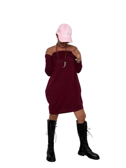 FEMALE  - Abito casual a maniche lunghe bordeaux 15081NNB/ BURGUNDY FEMALE 