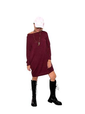 FEMALE  - Abito casual a maniche lunghe bordeaux 15081NNB/ BURGUNDY FEMALE 