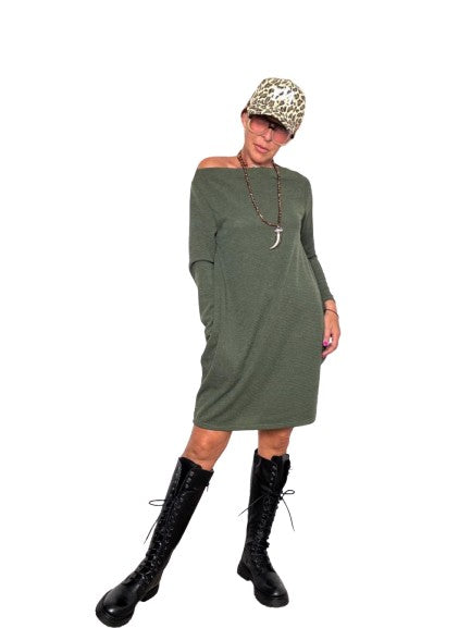 FEMALE  - Abito casual a maniche lunghe verde 15081NNB/ KHAKI FEMALE 