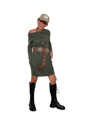 FEMALE  - Abito casual a maniche lunghe verde 15081NNB/ KHAKI FEMALE 