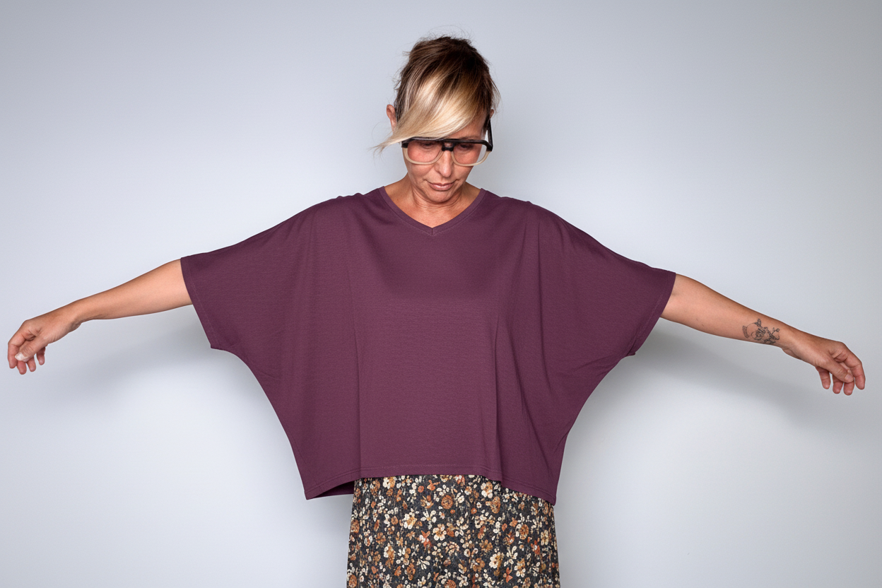 T-Shirt Oversize a Manica Pipistrello – Verde Salvia