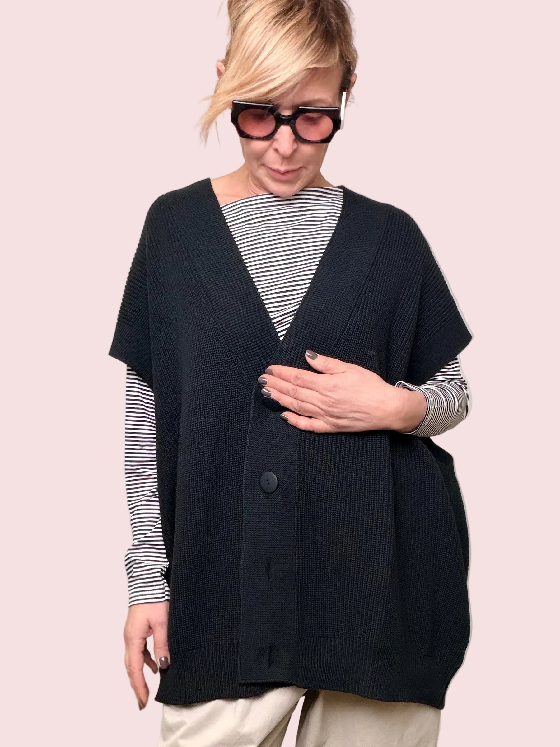 Cardigan Oversize in Maglia a Coste