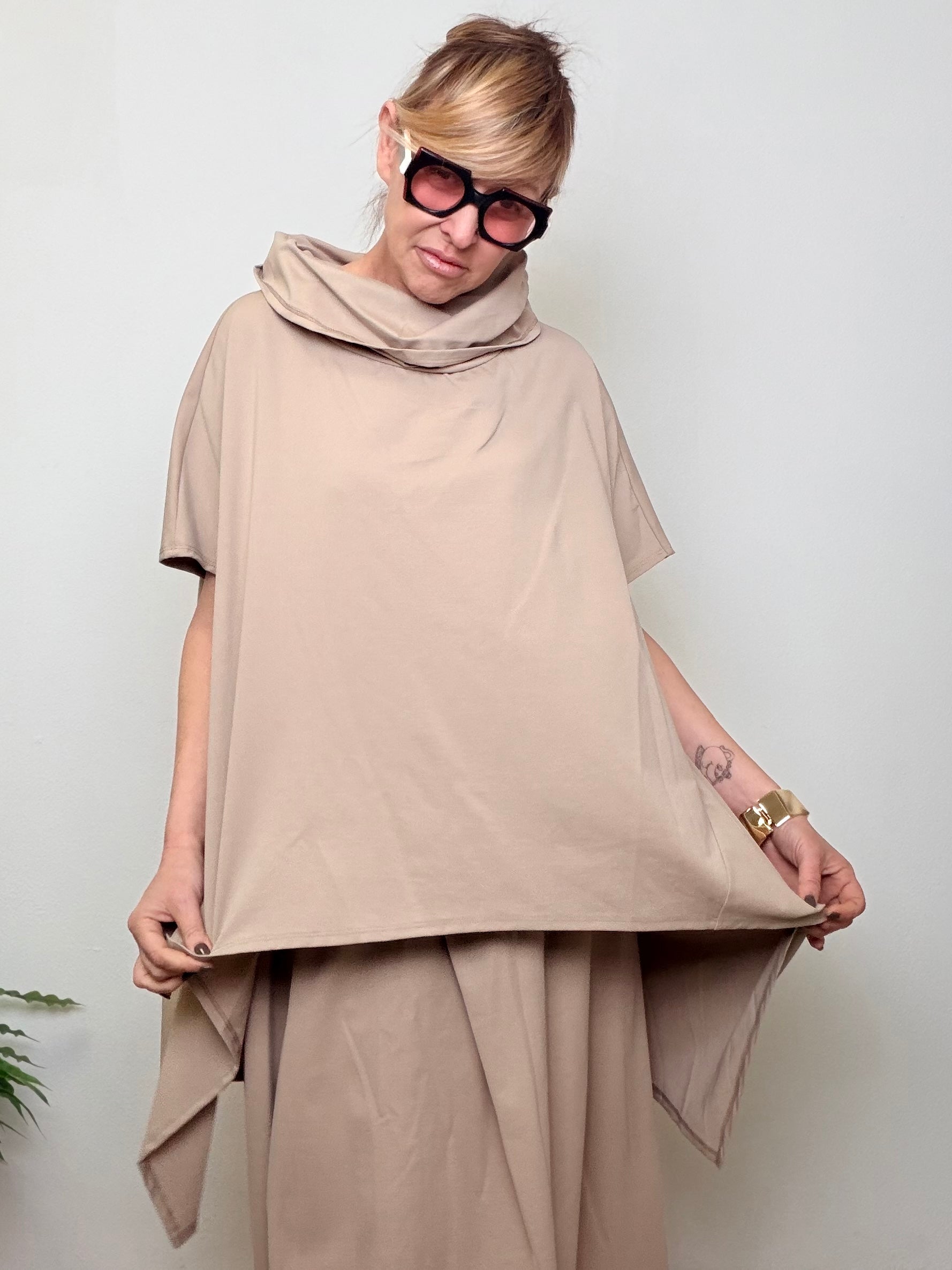 Casacca Over Punto Milano con Collo Alto