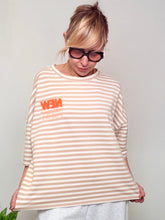 Felpa Oversize a Righe con Stampa "NEW YORK manhattan"