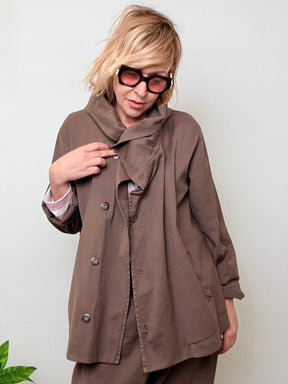 Giacca Oversize in Cotone con Collo Ampio