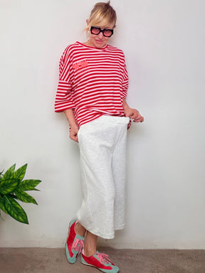 Bermuda in Felpa Leggera Color Panna con Orlo Ripiegato