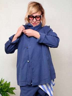 Giacca Oversize in Cotone con Collo Ampio